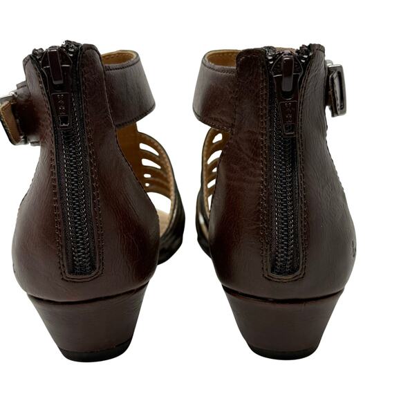BOC Born Concept Brown Gladiator Wedge Sandals Women’s 6 Zip Back Comfort - Picture 4 of 8